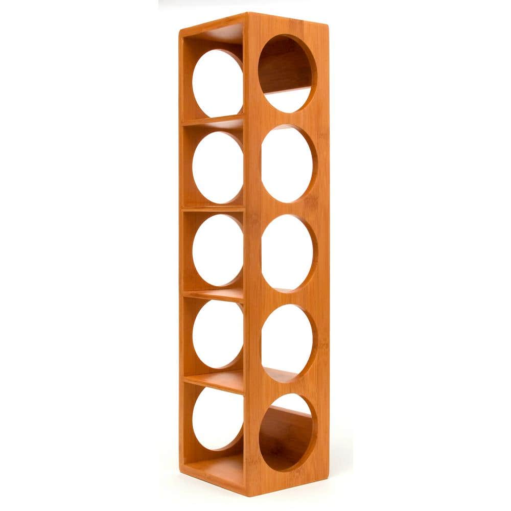 Lipper Bamboo Stackable 5-Bottle Wine Rack, Brown