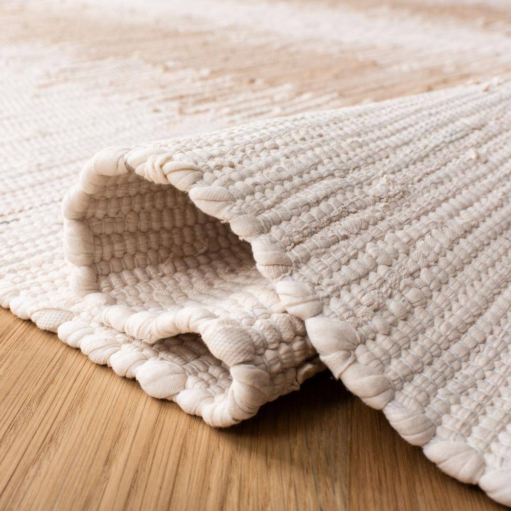 Ivory and Beige Handwoven Cotton 8' x 10' Area Rug