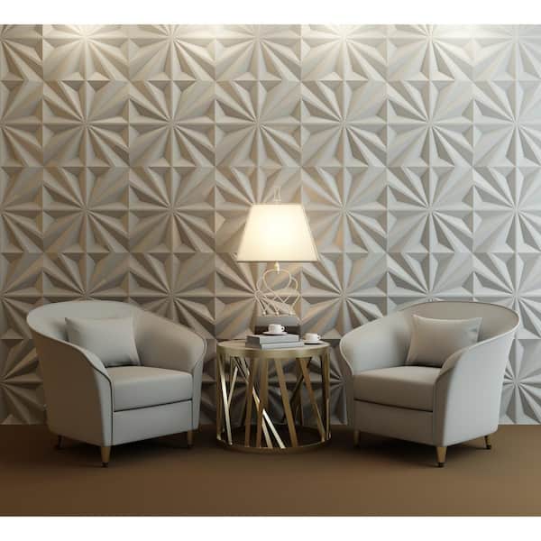 Art3d 19.7 x 19.7 inch PVC 3D Wall Panel in White 12-Piece Covring 32 Sq ft