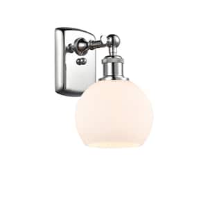 Athens 1-Light Polished Chrome Wall Sconce with Matte White Glass Shade