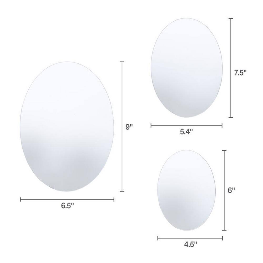 Elements Oval Frameless Wall Mirror Set, Glass, 7-Piece