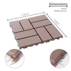 12 in. x 12 in. Brown Square Waterproof Plastic Interlocking Deck Tiles (Set of 44 Tiles)