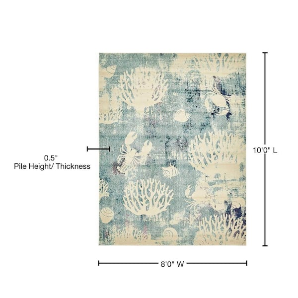 Unique Loom Positano Seashell Light Blue 8' 0 x 10' 0 Area Rug