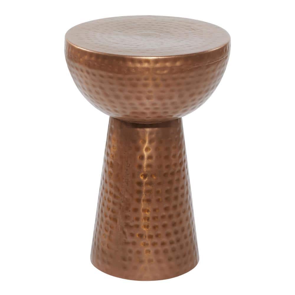 Vintage-Inspired Copper Metal Round Accent Stool - 22.5" x 15.4"