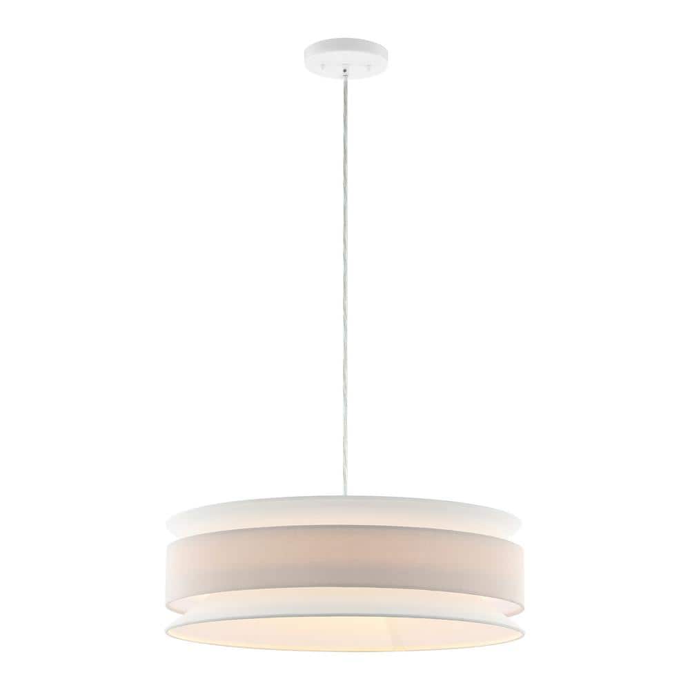 Nolana 20" Cream and White LED Drum Pendant Light