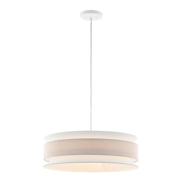 SAFAVIEH Nolana 9-Watt 1-Light White Cream Pendant Light with Cotton Shade
