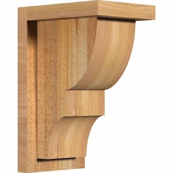 Ekena Millwork 6 in. x 8 in. x 12 in. Western Red Cedar Ridgewood Rough Sawn Corbel with Backplate