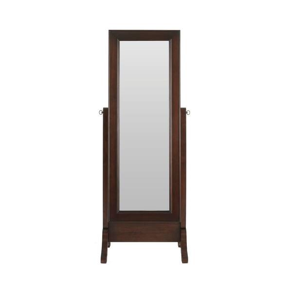 StyleWell StyleWell Mahogany Finish Jewelry Mirror with Straight Top and Sliding Door (18 in W. X 59 in H.)