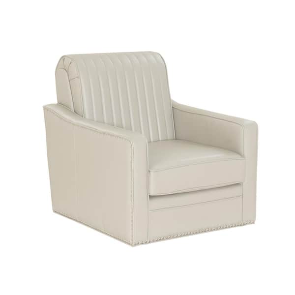 Linon Home Decor Callum Cream Faux Leather Swivel Accent Chair