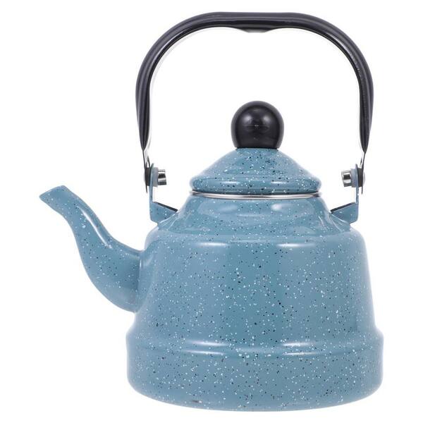 Vintage 1.1 L Enamel Porcelain Stovetop Tea Kettle, Hot Water Boiler Pot for Coffee, Tea, and Camping