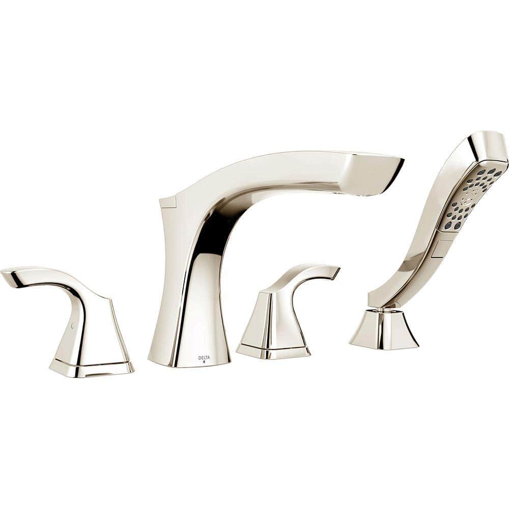 Tesla 2-Handle Deck-Mount Roman Tub Faucet Trim Kit with Handshower in Polished Nickel (Valve Not Included) price history on PriceWatchPro