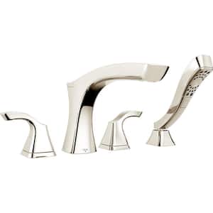 Tesla 2-Handle Deck-Mount Roman Tub Faucet Trim Kit with Handshower in Polished Nickel (Valve Not Included)