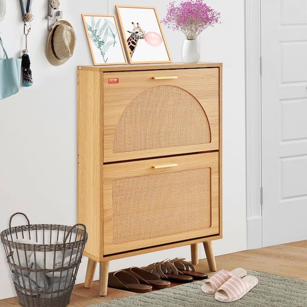 SKYSHALO Shoe Cabinet with 2 Flip Drawers Free Standing Shoe