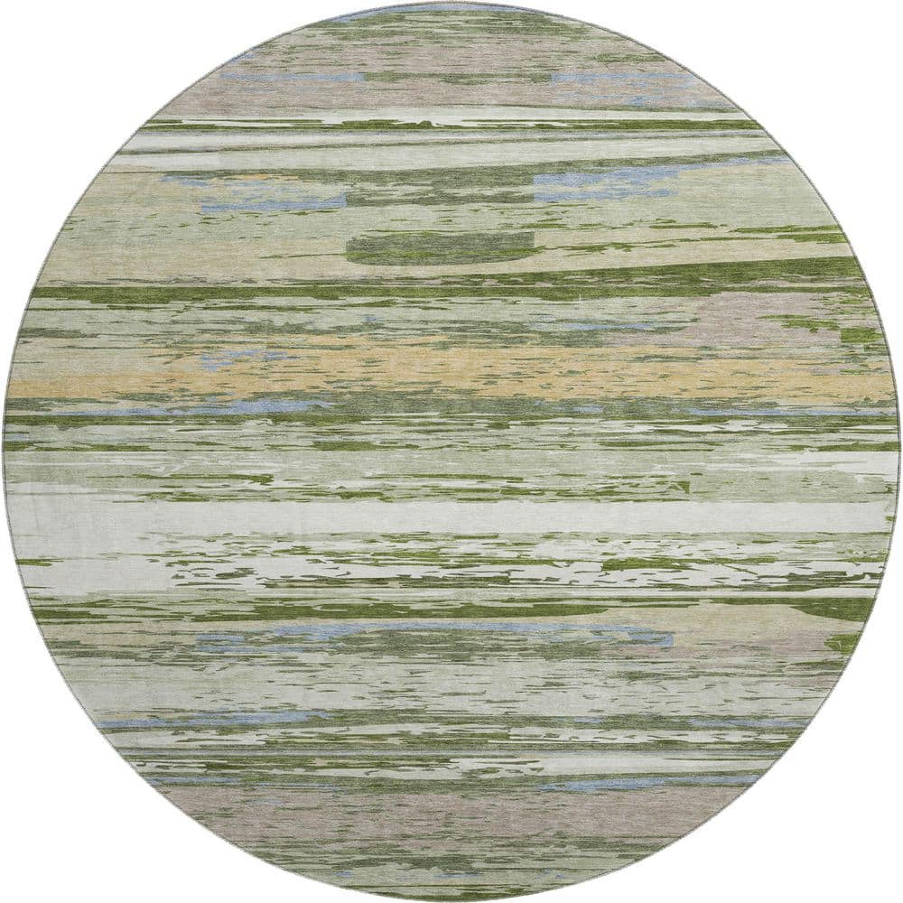 Mayfield Premium Machine Washable Abstract AMF2287 Aloe 8 ft. x 8 ft. Round Rug price history on PriceWatchPro