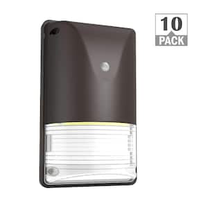 100-Watt Equivalent SWPK Integrated LED Bronze Wall Pack Light Adjustable 1800-4050 Lumens and CCT (10-Pack)
