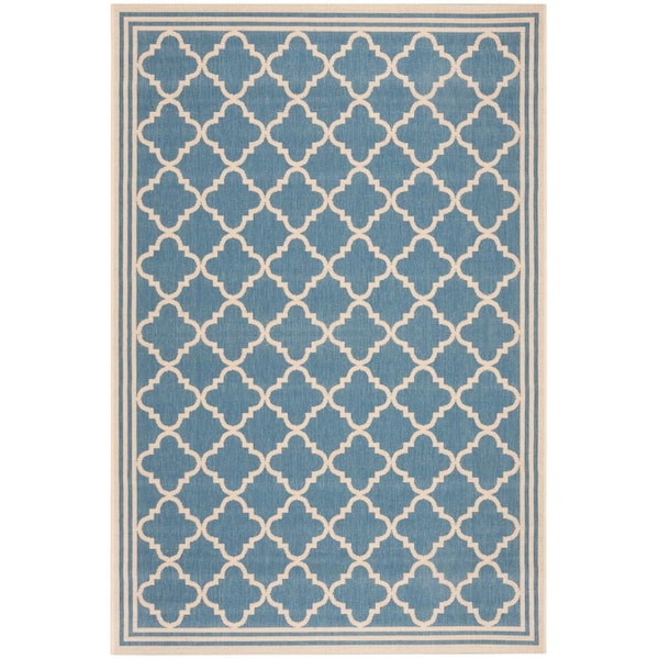 SAFAVIEH Linden Blue/Cream 5 ft. x 8 ft. Border Geometric Trellis Area Rug