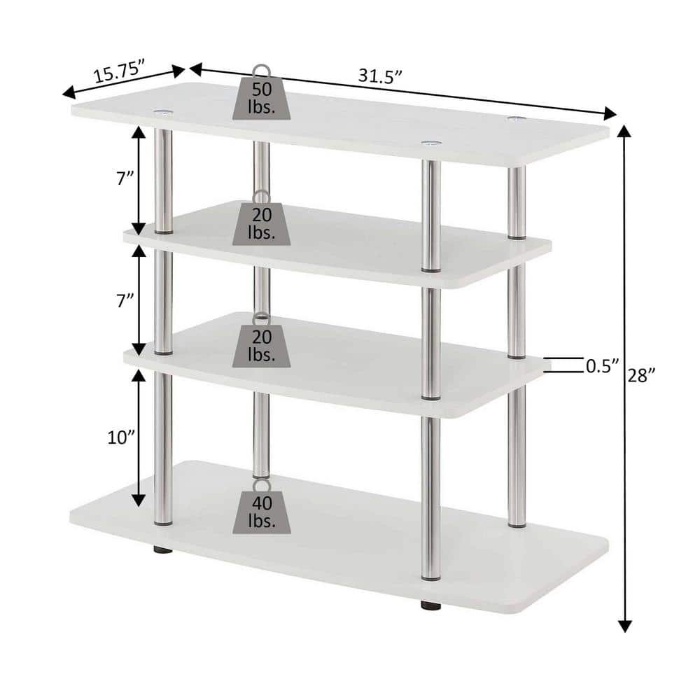 Black Particle Board and Stainless Steel Highboy TV Stand
