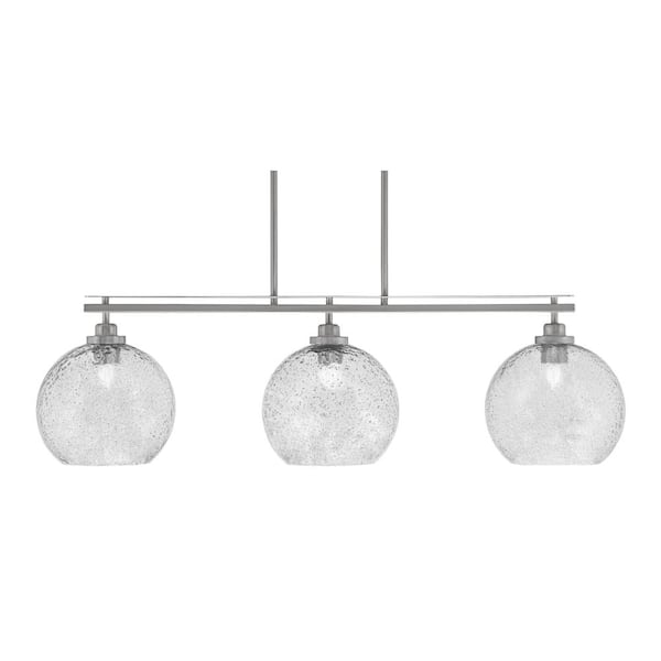 Unbranded Monroe 3-Light Brushed Nickel, Billiard Light, Any room with 9.5 in. Smoke Bubble Glass Shades no bulbs included