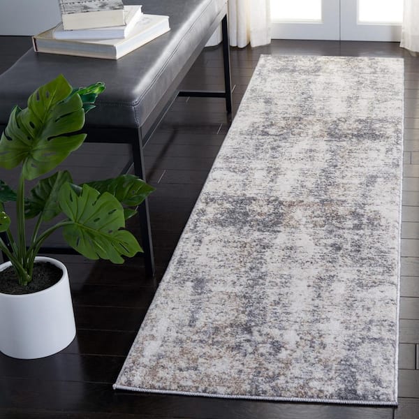 Aston Ivory/Gray 2 ft. x 8 ft. Geometric Abstract Runner Rug