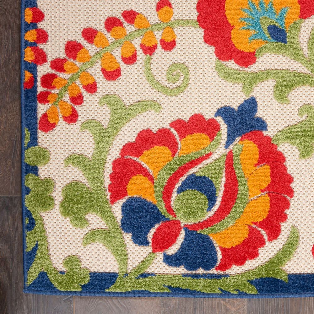 Multicolor Floral Synthetic Runner Rug, 2' x 6'