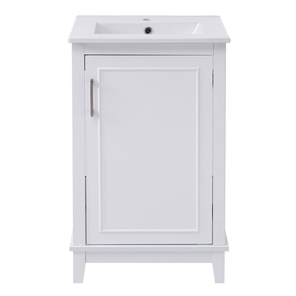 20 in. W x 15.5 in. D x 33.3 in. H Single Sink Bath Vanity in White with Wh