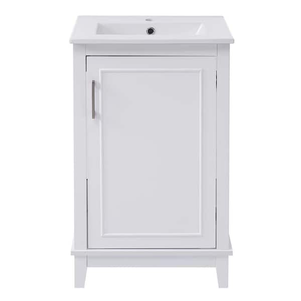 Unbranded 20 in. W x 15.5 in. D x 33.3 in. H Single Sink Bath Vanity in White with White Single Sink Top and 1 Soft-Close Door