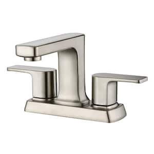 Dean 4 in. Centerset 2-Handle Bathroom Faucet with Drain Assembly, Rust and Tarnish Resist in Brushed Nickel