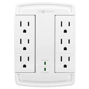 6-Outlet Wall Mounted Swivel Surge Protector, White
