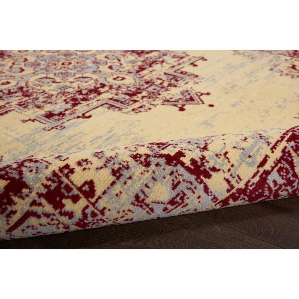 Cream and Red Medallion Synthetic 5' x 7' Area Rug