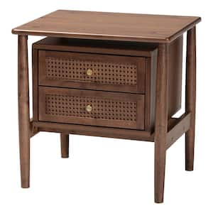 Alyssa Walnut Brown 2-Drawer Nightstand