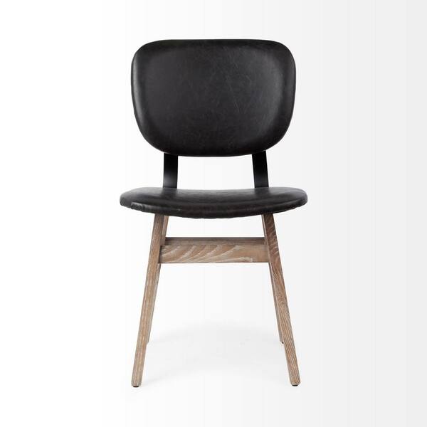 HomeRoots Black And Brown Upholstered Faux Leather Open Back Side Chair (Set Of 2)