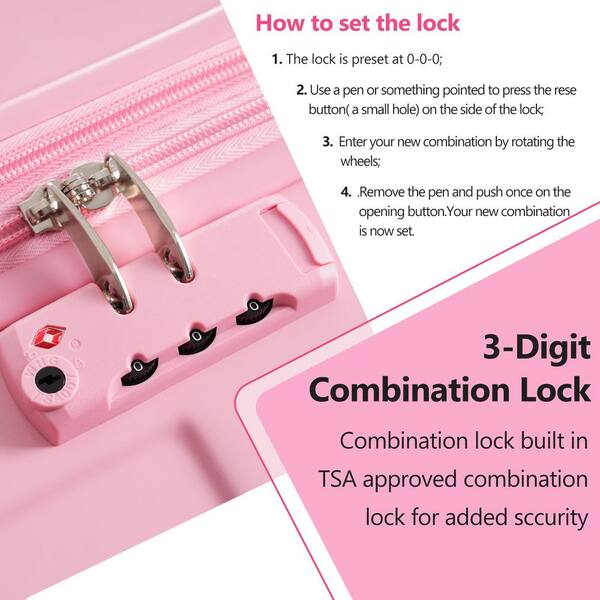 Tatahance 29.5 in. Pink Lightweight Durable ABS Hardshell Suitcase