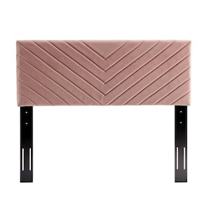 Alyson Angular Channel Tufted Performance Velvet Twin Headboard in Dusty Rose