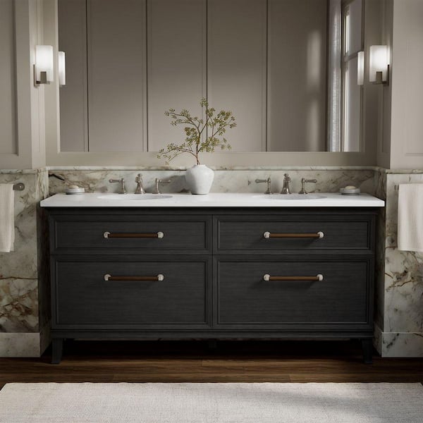 Artifacts 72 in. Double Sink Bath Vanity Cabinet without Top in Carbon Oak