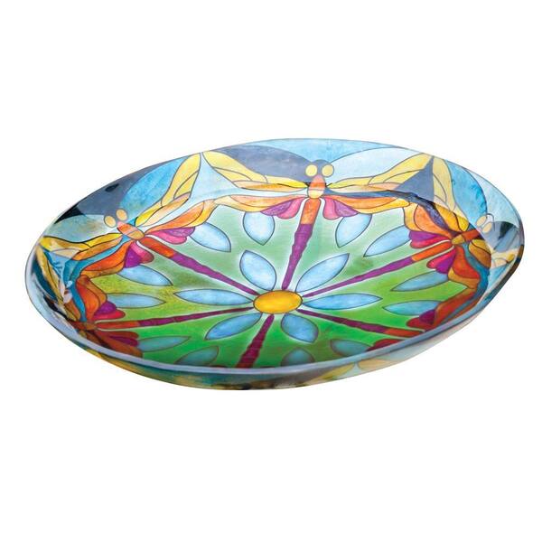 Evergreen Enterprises Dragonfly Dance Stained Glass Birdbath