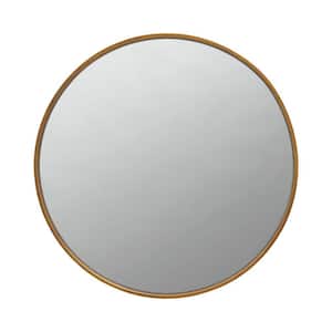 Modern 3 in. x 40 in. Round Framed Brass Mirror Metal Frame and Ring Holder