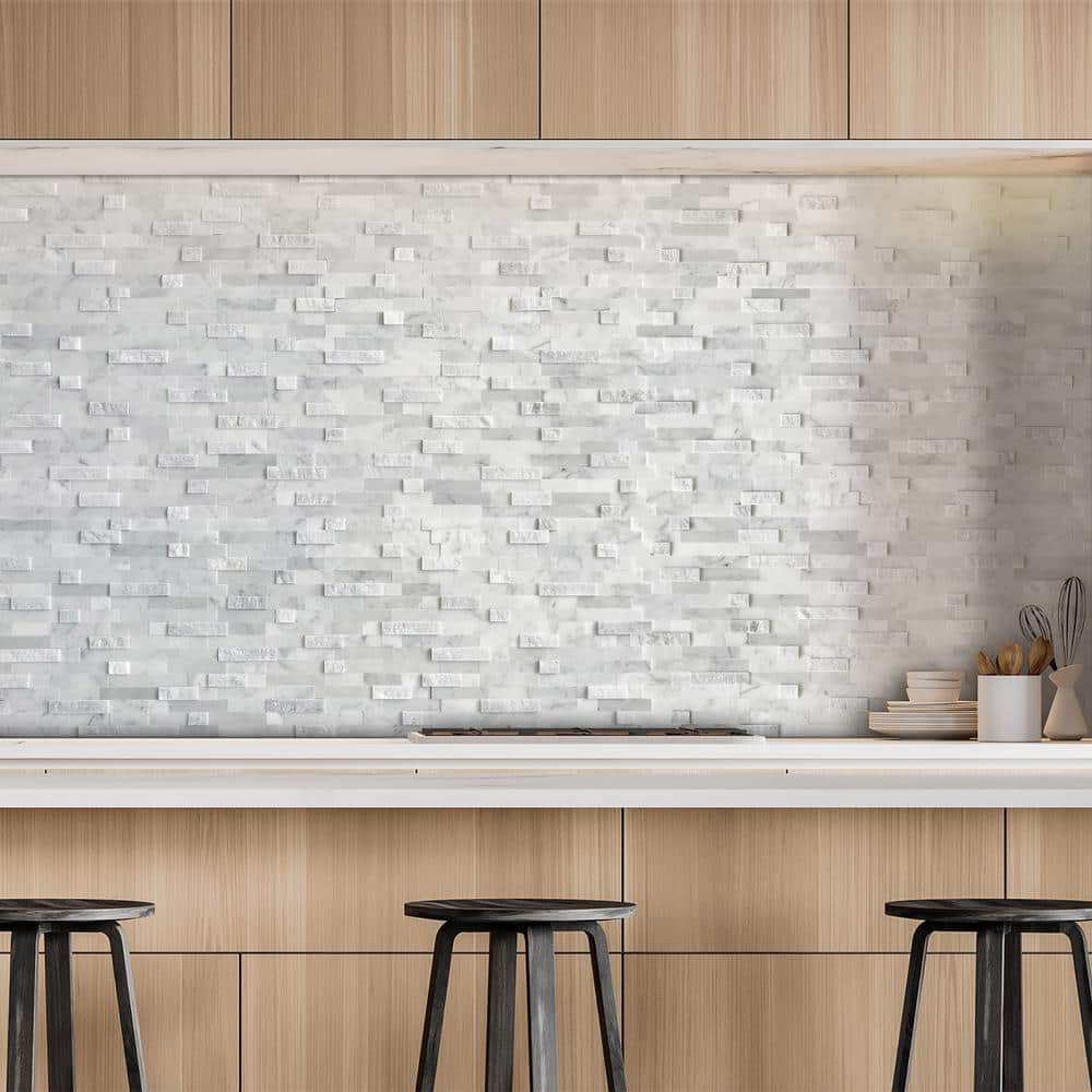 Mixed Gray 12x12 Natural Marble Peel and Stick Mosaic Tiles