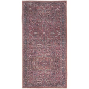 Pink and Blue 2 ft. x 4 ft. Oriental Area Rug