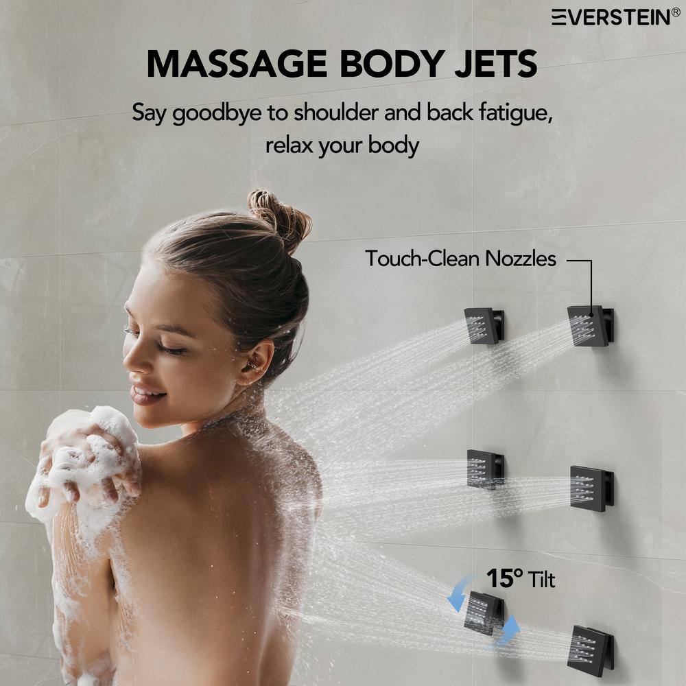 Matte Black Dual Shower System with Adjustable Body Jets
