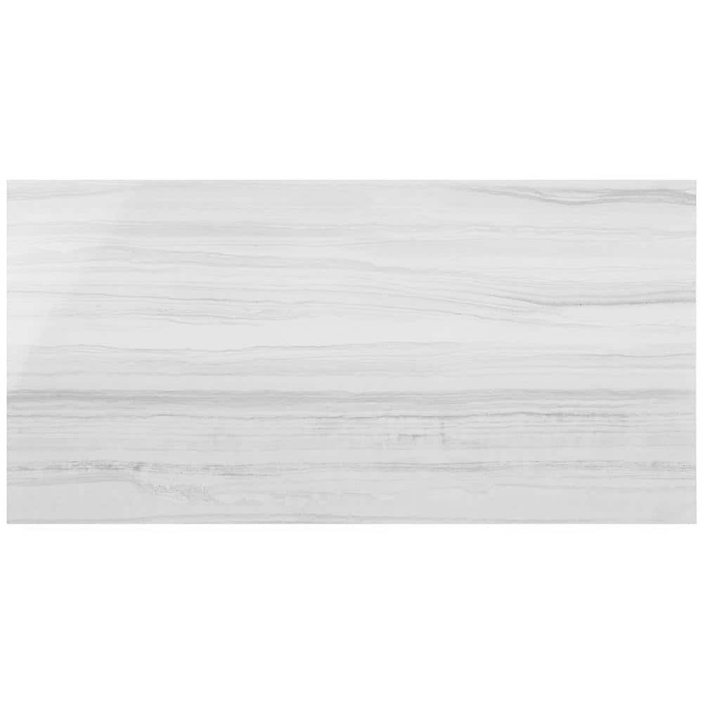 Luminus White Polished Marble Look Large Format Porcelain Tile