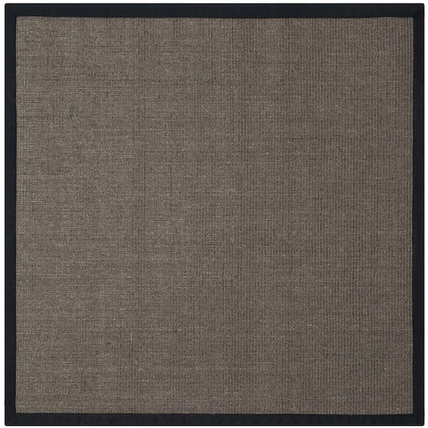 SAFAVIEH Natural Fiber Charcoal 6 ft. x 6 ft. Square Border Area Rug