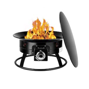 Firebowl 19 in. Round High Quality Propane Gas Outdoor Portable Fire Pit with Lid and Carry Kit, Auto-Ignition