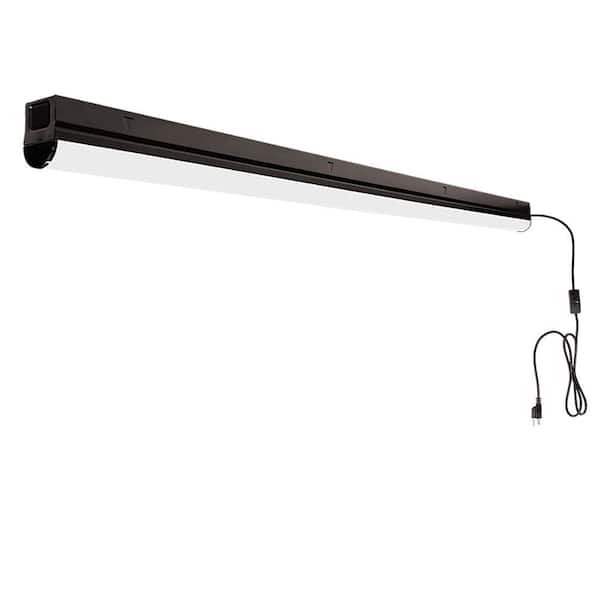 8-Pack 4 ft. 2-Light 2400/3200/4000 Lm Linkable Plug-in Hardwire Integrated LED Black Strip Light Fixture Selectable CCT