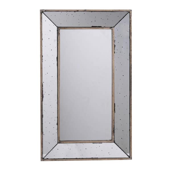 Benjara 1.4 in. W x 24 in. H Silver Mirrored Rectangular Frame Wall Mirror with Raised Tray Edges