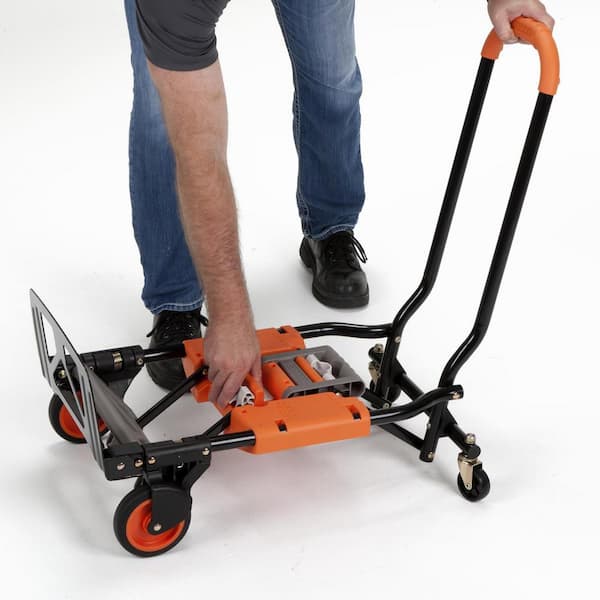 Shifter 2-In-1 Convertible Hand Truck and 4 Wheel Cart 300 lb w/ Fold Flat Nose 