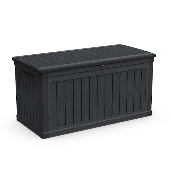 230 Gal. Black Plastic Large Outdoor Lockable Deck Box