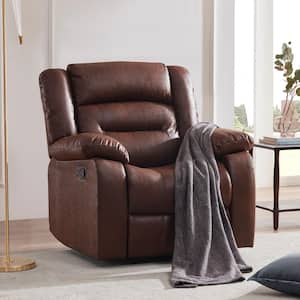 Brown PU Leather Heated Massage Recliner Sofa Ergonomic Lounge with 8 Vibration Points