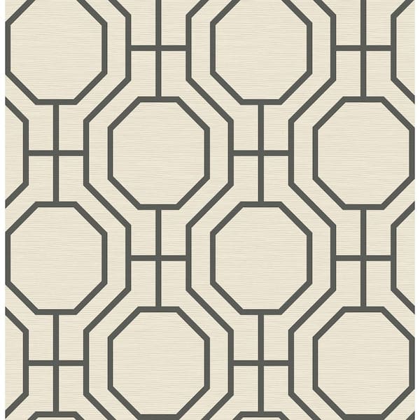 A-Street Prints Manor Geometric Trellis Black Nonpasted Non Woven Wallpaper Sample