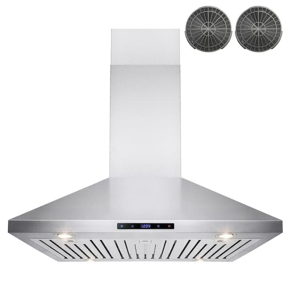 AKDY 36 in. Convertible Kitchen Island Mount Range Hood in Stainless Steel with Touch Control and Carbon Filter
