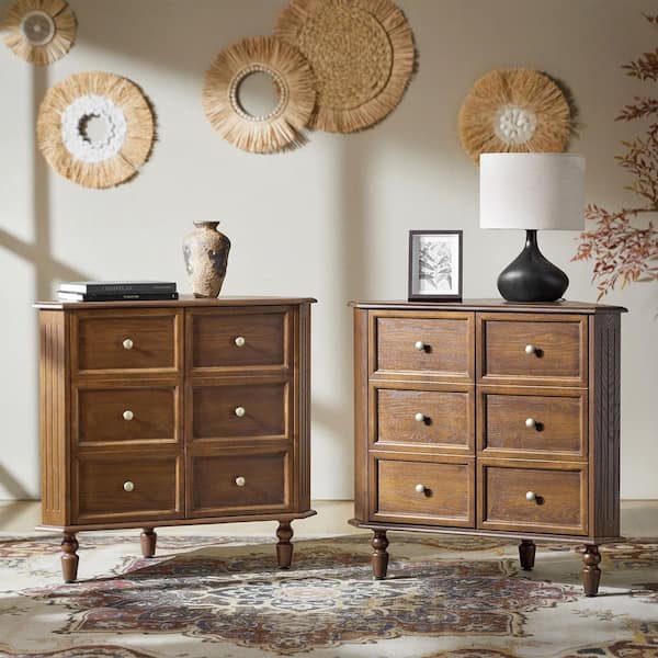 Cindy Walnut 30 in. H Corner Accent Cabinet with 2-Doors, 2-Shelves (Set of 2)